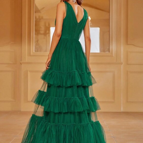 Tiered Ruffle Tulle Gown - Picture 4 of 7